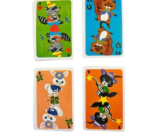 Vintage Children's Playing Cards - Whitman Hearts Card - Junk Journal Ephemera Crafting - Set of 4 Cards