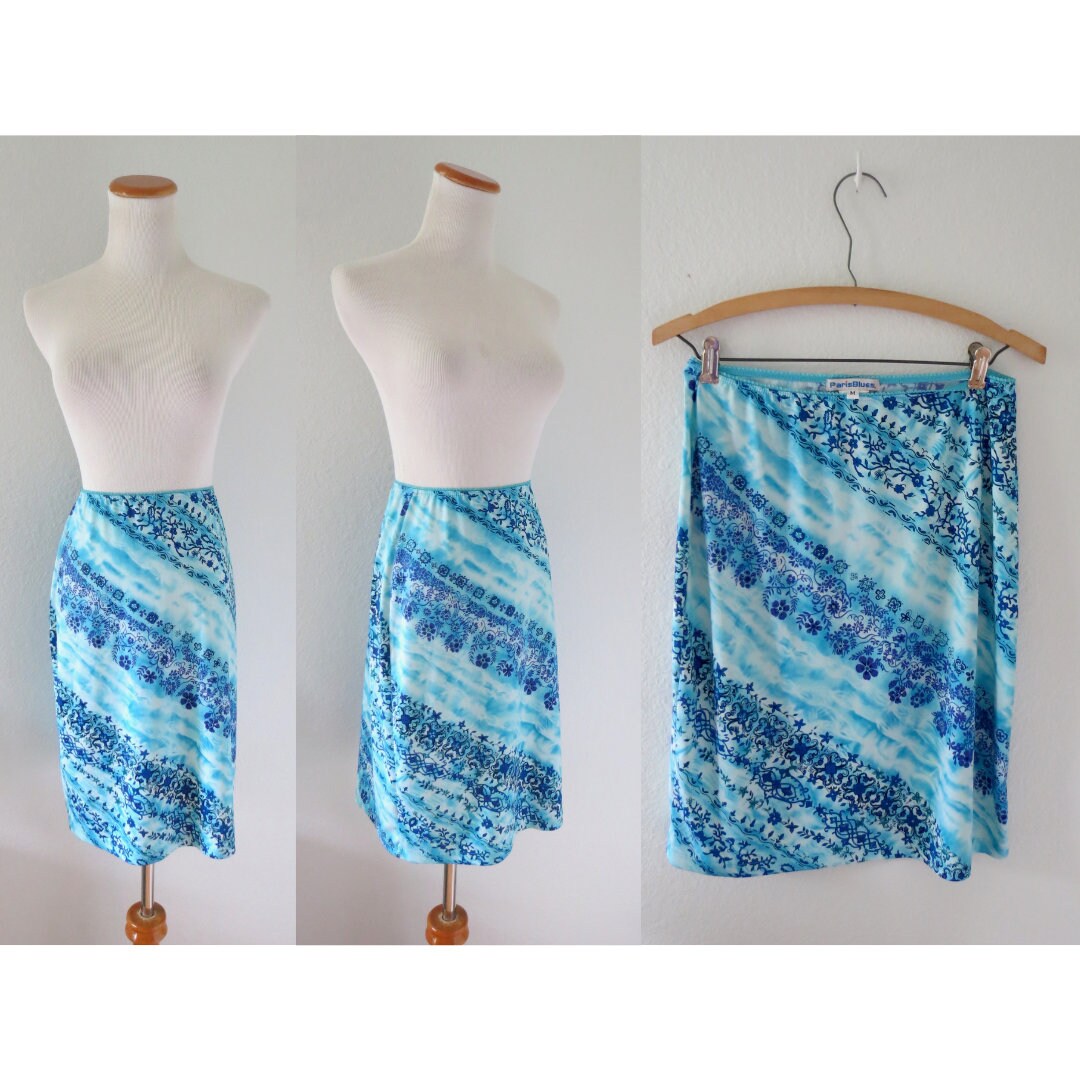 Upcycled blue and grey slip skirt 2