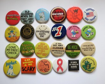 Vintage Pinback Buttons -  Misc. Novelty Pins - You Choose - Genuine Vintage Pin Button