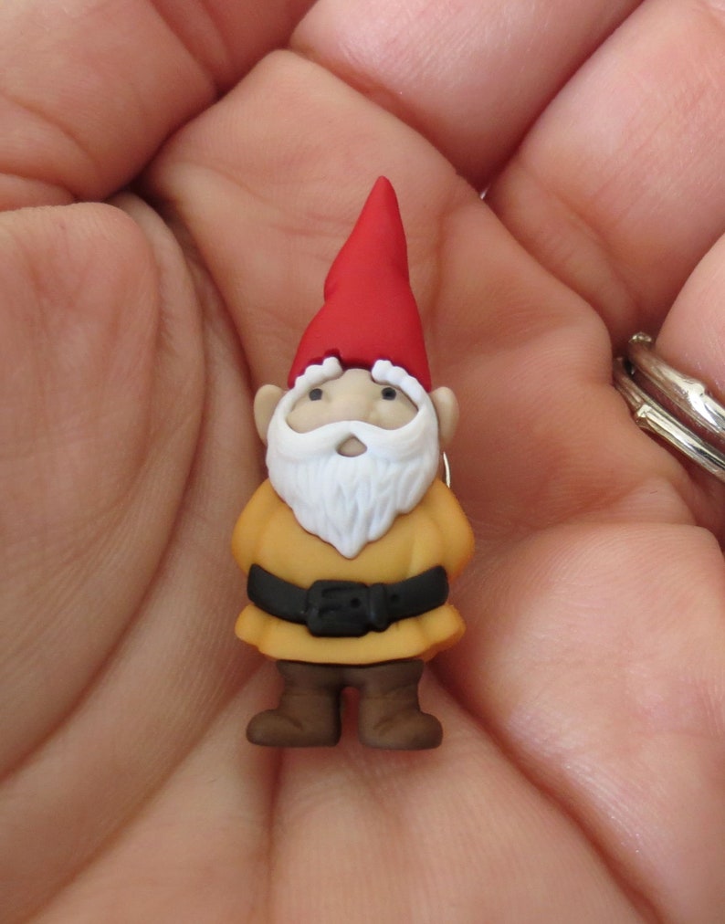 Garden Gnome Pin - Mini Brooch Pinback yellow gnome