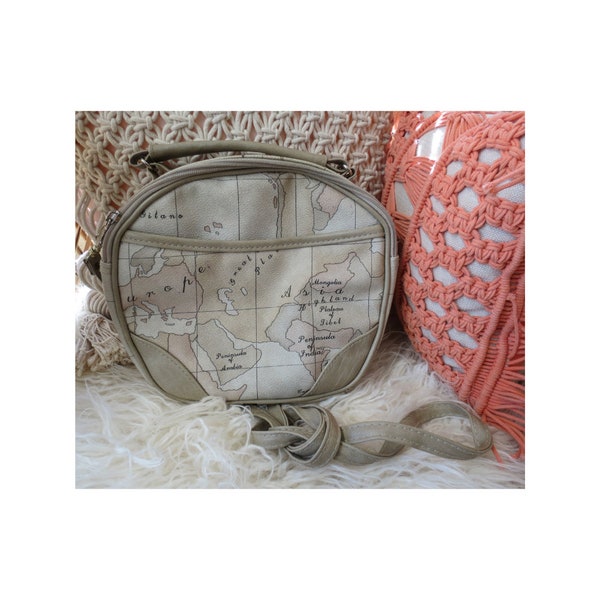 Map Print Purse Vintage Crossbody Bag Gitano Handbag