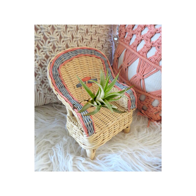 Wicker Chair Plant Stand Mini Rattan Dollhouse Furniture Etsy