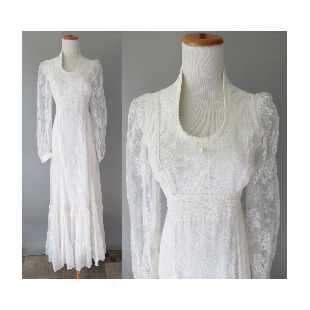 Gunne Sax Wedding Dress Size 9 70 S Hippie Dress Etsy