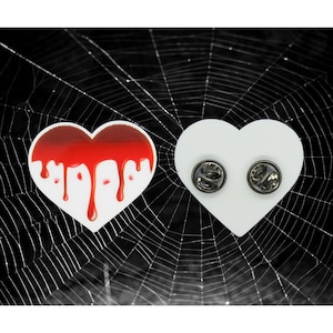 Bloody Heart Pin Horror Goth Brooch