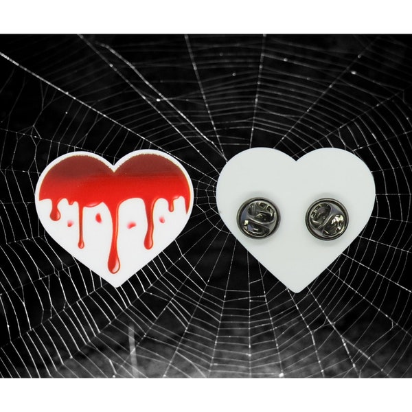 Bloody Heart Pin Horror Goth Brooch