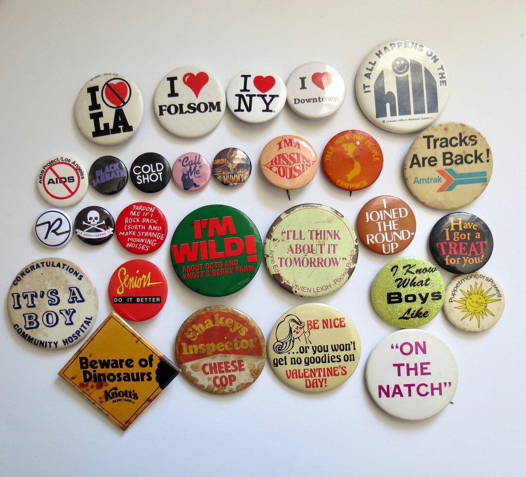 Vintage Pinback Buttons Misc. Novelty Pins You Choose Genuine Vintage Pin Etsy