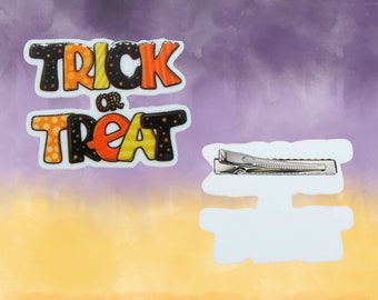 Halloween Hair Clip - Trick or Treat Barrette - Cute Not Scary Accessory