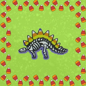Halloween Hair Clip - Dinosaur Stegosaurus Candy Corn Barrette
