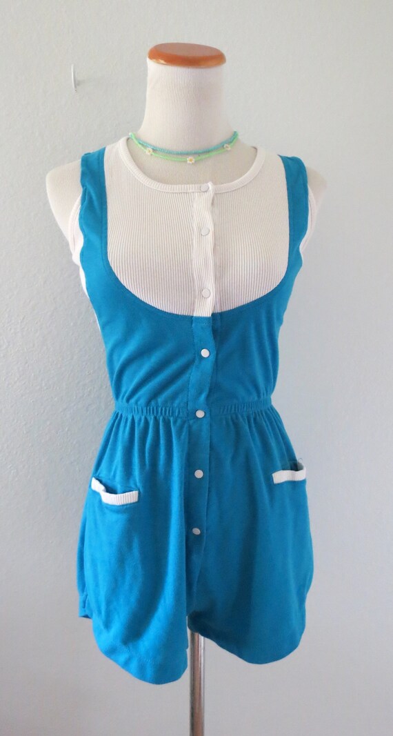 Vintage 80s Romper Women's Playsuit Sunsuit Color… - image 3