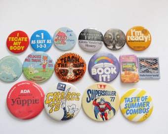 Vintage Pinback Buttons -  Misc. Novelty Pins - You Choose - Genuine Vintage Pin Button