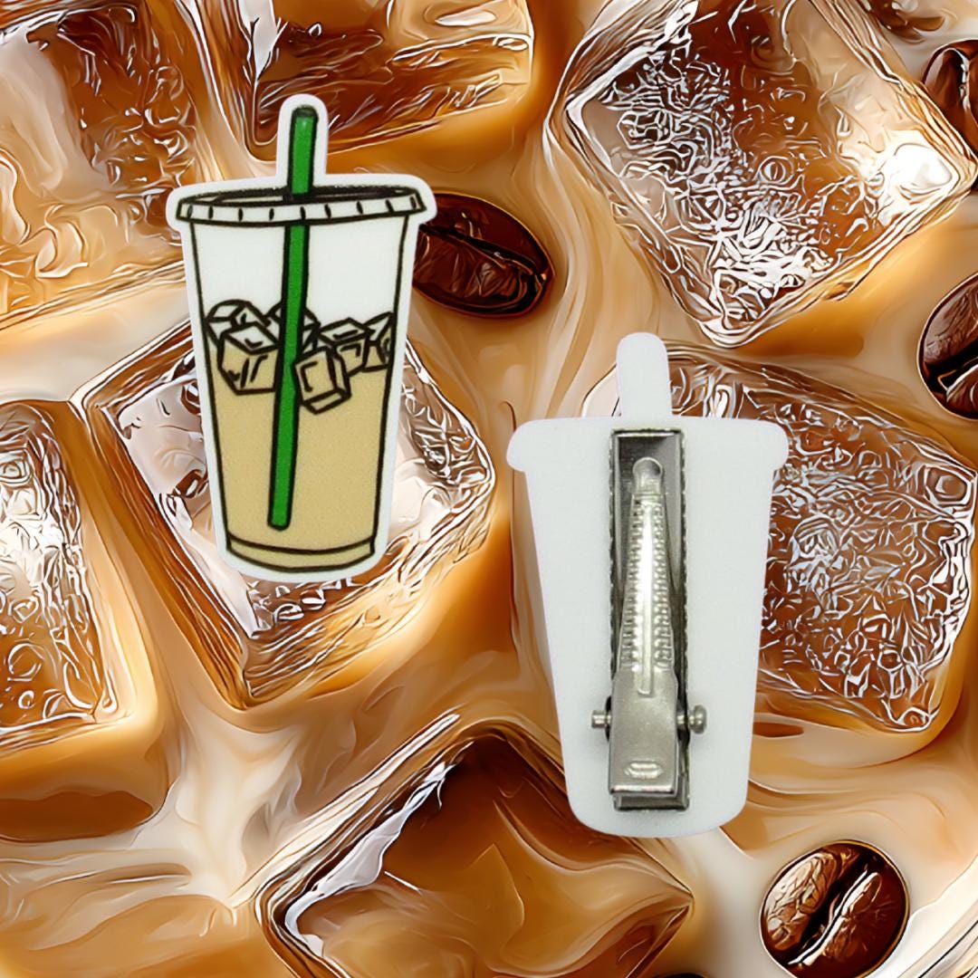 Iced Coffee Hair Clip - Cold Brew Latte Barrette - Etsy display picture 1
