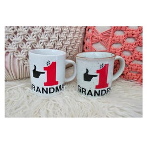 Vintage #1 Grandma & Grandpa Coffee Mug Set - Retro Grandparents Cup Mugs