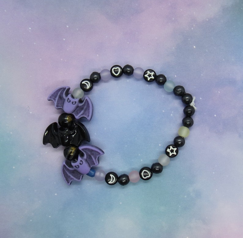 Bat Bracelet Cute Spooky Halloween Pastel Goth Bead Jewelry Etsy