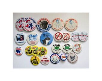 Vintage Pinback Buttons -  Misc. Novelty Pins - You Choose - Genuine Vintage Pin