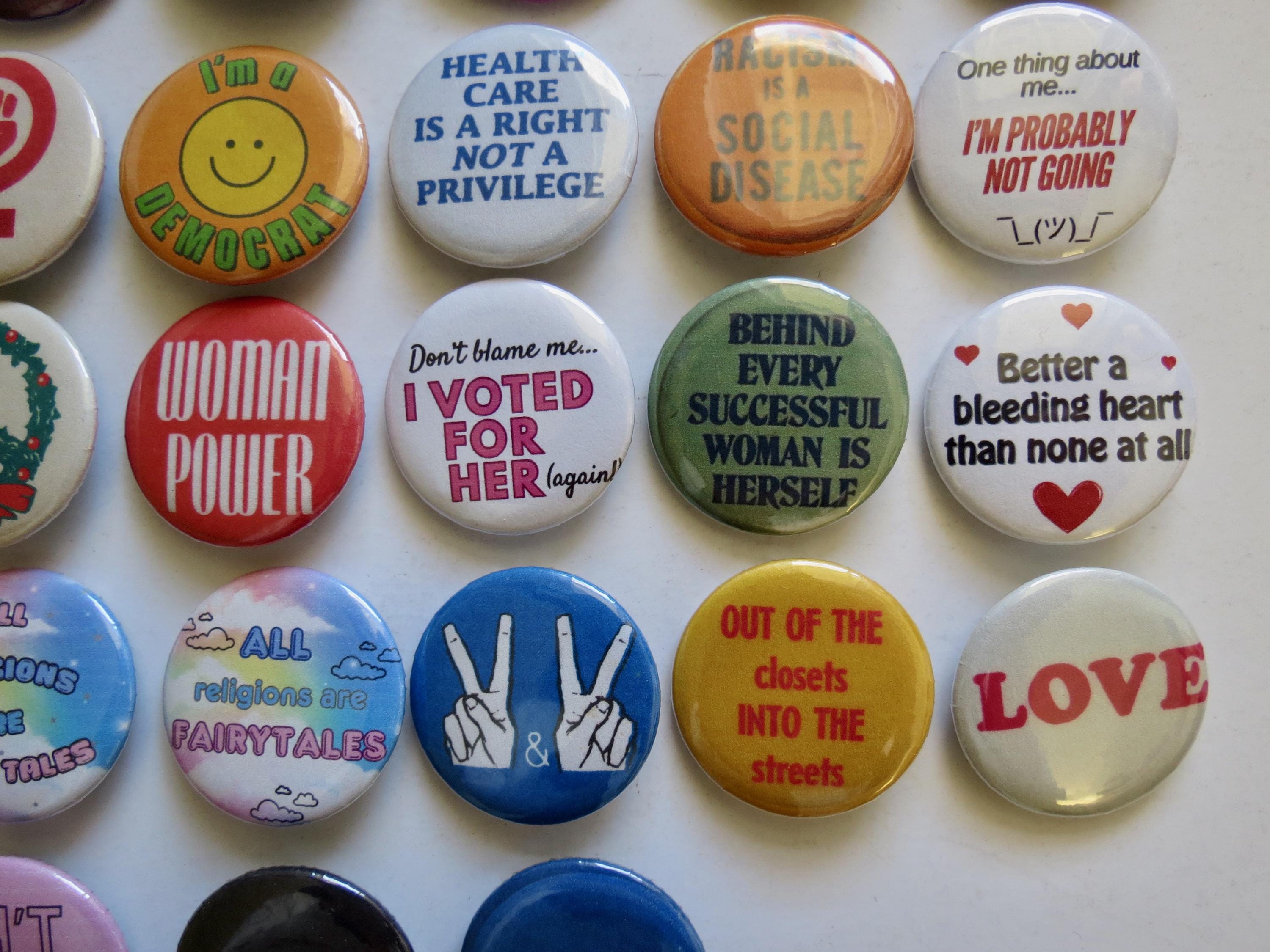 Vintage Style Pinback Buttons - 60s 70s 80s Misc. Novelty Pins