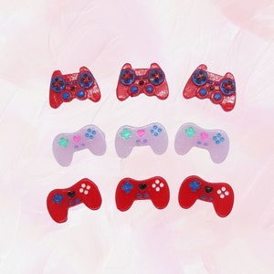 Game Controller Hair Clip Cute Gamer Girly Barrette Red & Pink Video Games Control Pad image 1