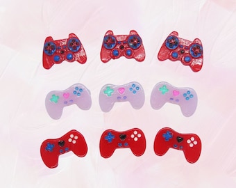 Game Controller Hair Clip - Cute Gamer Girly Barrette - Red & Pink Video Games Control Pad