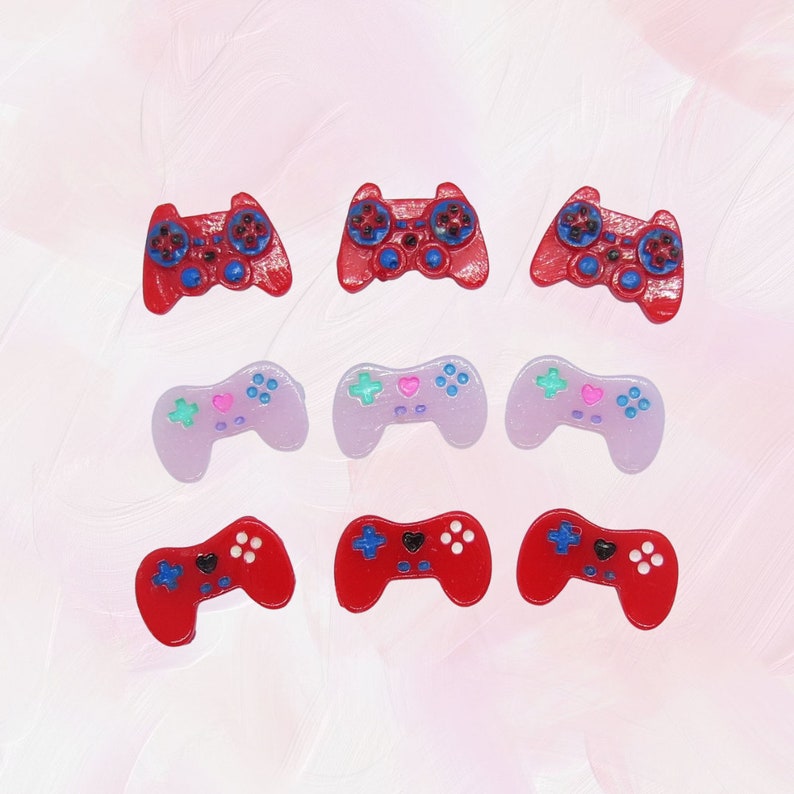 Game Controller Hair Clip Cute Gamer Girly Barrette Red & Pink Video Games Control Pad image 1