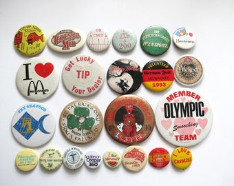 Vintage Pinback Buttons -  Misc. Novelty Pins - You Choose - Genuine Vintage Pin Button