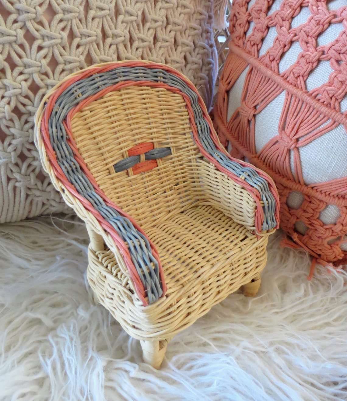 Wicker Chair Plant Stand Mini Rattan Dollhouse Furniture Etsy