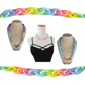 Rainbow Choker Kawaii Plastic Chunky Chain Necklace
