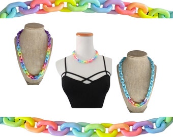 Rainbow Choker Kawaii Plastic Chunky Chain Necklace