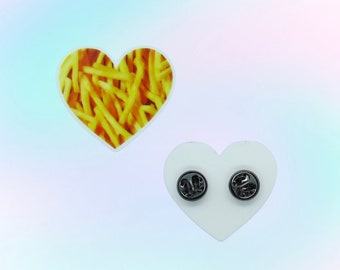 French Fries Pin - Cute Fast Food Heart Shaped Brooch