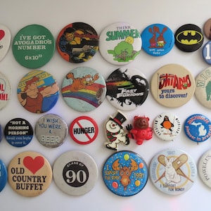 Vintage Pinback Buttons - Misc. Novelty Pins - You Choose - Genuine Vintage Pin Button