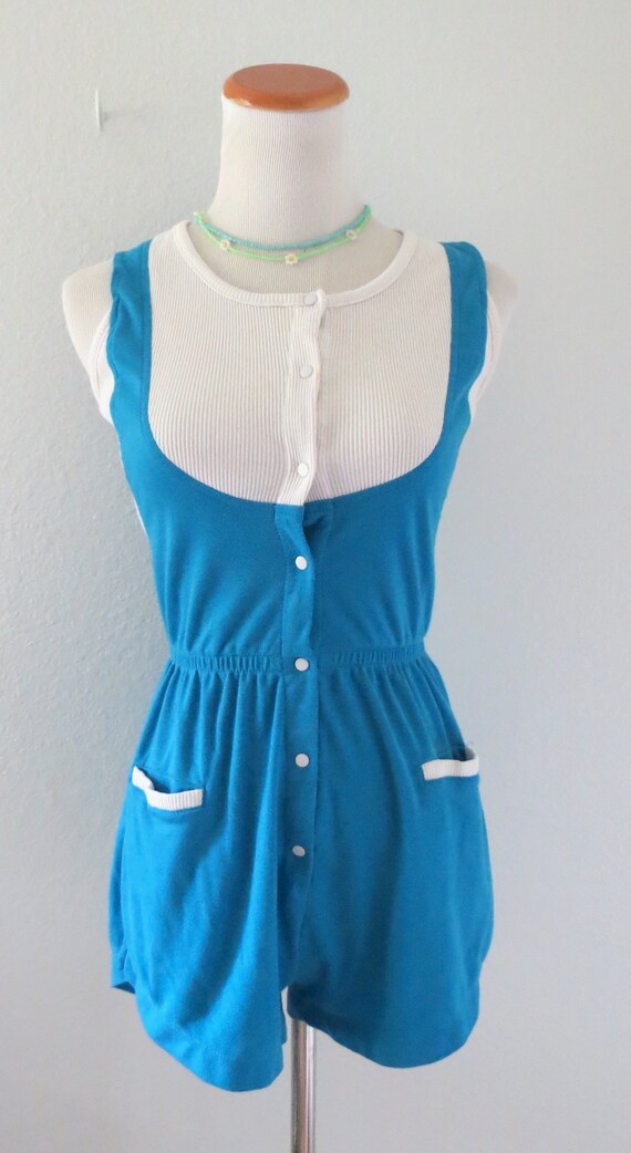 Vintage 80s Romper Women's Playsuit Sunsuit Color… - image 2