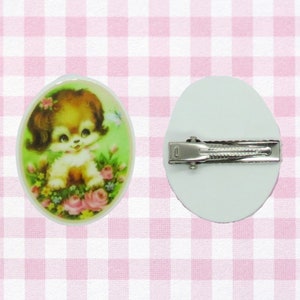 Dog Hair Clip Cute Retro Kawaii Puppy Barrette Oval