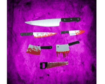 Bloody Knife Hair Clip - Horror Spooky Goth Acrylic Barrette - Halloween Accessories