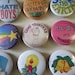 Vintage Style Pinback Buttons - 60s 70s 80s Novelty Pins - Reproduction ...