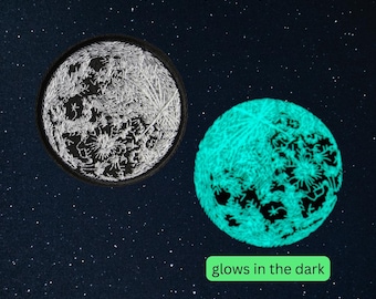 Full Moon Patch - Embroidered Glow in the Dark Space Iron On Patches