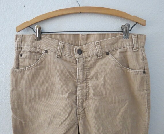 Vintage Levis Corduroy Pants Beige Flare Leg Pant - image 3