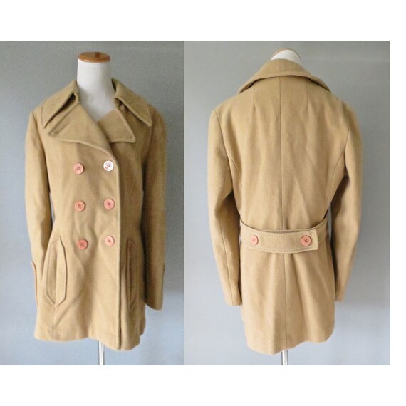 tan peacoat womens