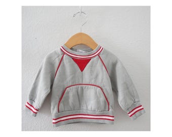 Vintage Baby Sweatshirt - Boy's Soft Fleece Pullover Sweater - Size 9 - 12 Months