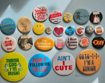 Vintage Pinback Buttons -  Misc. Novelty Pins - You Choose - Genuine Vintage Pin Button