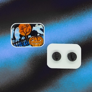 Halloween Pin - Vintage Style Ghosts & Pumpkins Graveyard Brooch