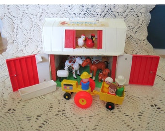 Vintage Fisher Price Barn - 1986 Fisher-Price Toys - Children's Farm Farmhouse Toy