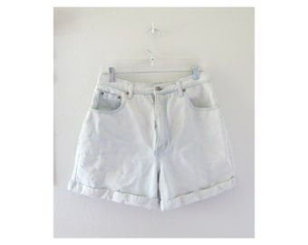 Vintage 90s Shorts - Light Wash High Waisted Denim Jean Short - Size Medium / Large