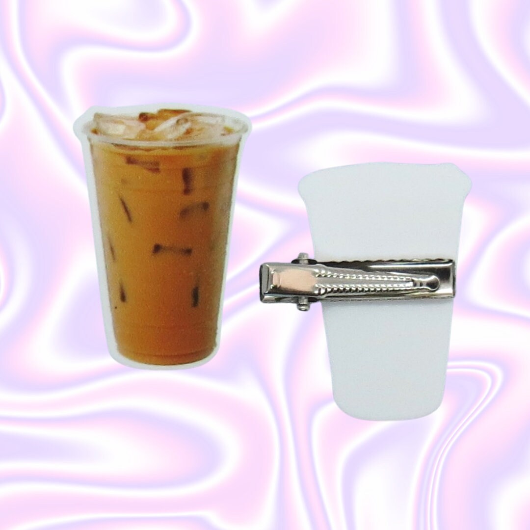 Cute Iced Coffee Hair Clip Iced Coffee Hair Clip, Handcrafted, Latte - Etsy main image 4