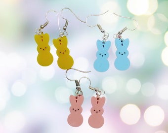 Easter Bunny Earrings Marshmallow Candy Drop Earring