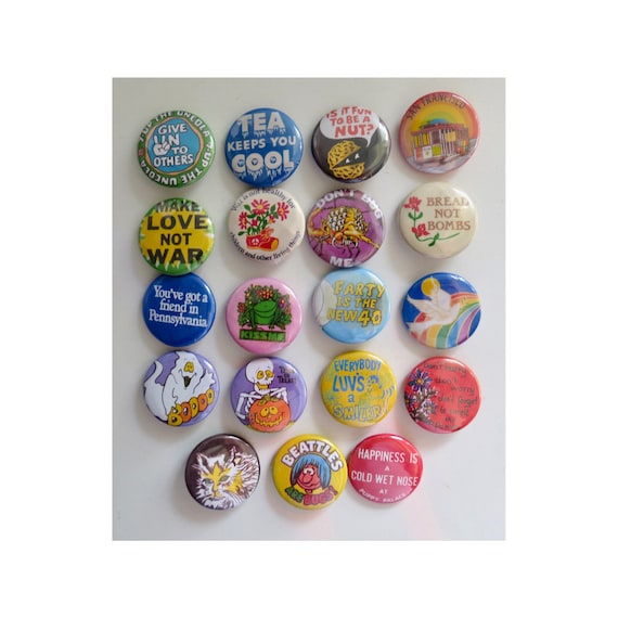 Vintage Style Pinback Buttons - 60s 70s 80s Misc. Novelty Vintage Style Pinback Buttons - 60s 70s 80s Misc. Novelty