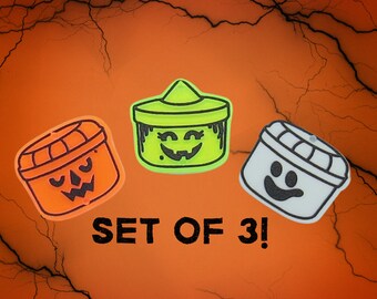 Halloween Hair Clips - Cute Pumpkin Treat Buckets Barrette Clip Set
