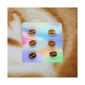 Coffee Bean Stud Earring Set - Cold Brew Latte Espresso Barista Themed Pierced Ear Jewelry