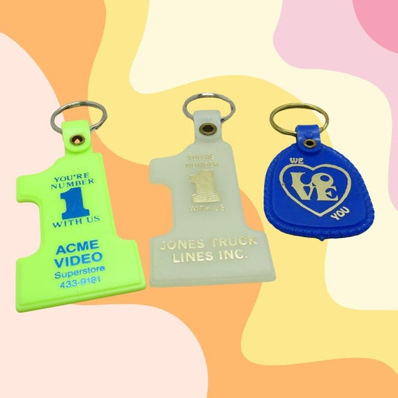 Vintage 70s Plastic Keychain - You Choose One - You're