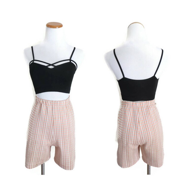Vintage 60/'s Shorts Mod Shorts 1960/'s High Waisted Shorts Size Medium Orange Stretchy Shorts 1970/'s Bermuda Shorts