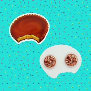Peanut Butter Cup Pin - Chocolate Candy Pinback Brooch