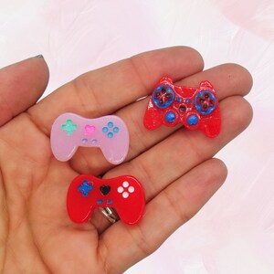 Game Controller Hair Clip Cute Gamer Girly Barrette Red & Pink Video Games Control Pad image 3