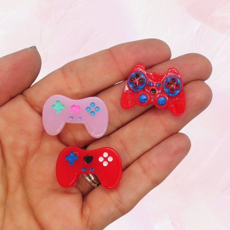Game Controller Hair Clip Cute Gamer Girly Barrette Red & Pink Video Games Control Pad image 3